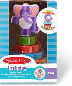 Melissa & Doug First Play Houten Wiebelende Stapelaar Met Olifant (6-delig) -grijp-bijtspeelgoed Verkoop 550x619 1