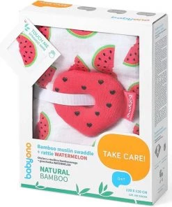 BabyOno Inbakerdoek Bamboemousselline Met Rammelaar In Geschenkdoos -grijp-bijtspeelgoed Verkoop 550x626 3