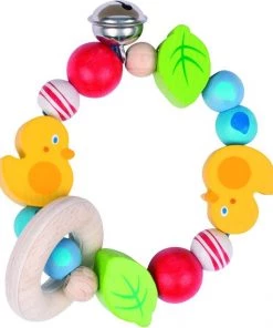 Heimess Bijtring Eend 1 Hout Met Elastiek Diameter 9 Cm