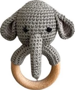 IL BAMBINI Set: Rammelaar, Bijtring & Speenkoord - Grijze Olifant - Handgemaakt - Hout & Wol - Babycadeau - Kraamcadeau - Baby Bijtspeelgoed 0-2 Jaar -grijp-bijtspeelgoed Verkoop 550x662
