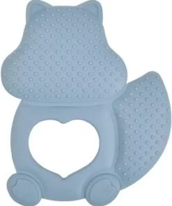 Rammelaartje Zachte Siliconen Bijtring Eekhoorn - Poederblauw - BPA Vrij - Kraamcadeau - Baby - Bijt Speelgoed