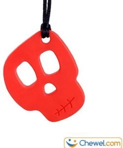 Bijtketting Kauwketting | Skelet Schedel Skull Ketting | Rood | Chewel ®