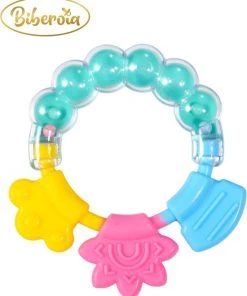 Biberoia® Rammelaar En Bijtring In 1 – Bijtspeelgoed – Baby - Speelgoed – Cadeau – Kraamcadeau – Babyshower - Mint