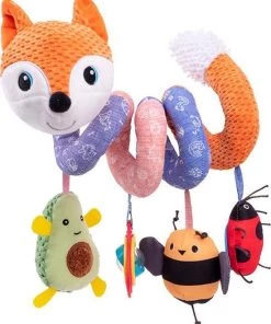 Louas Boxspiraal Vosje - Grijpspeelgoed - Speelboog Baby - Baby Spiraal - Wagenspanner - Kinderwagen Knuffels - Boxspiraal Baby - Autostoelspeeltje - Maxi Cosi Speeltje - Box Spiraal Baby