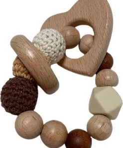 IL BAMBINI Set: Rammelaar, Bijtring & Speenkoord - Bruine Beer - Handgemaakt - Hout & Wol - Babycadeau - Kraamcadeau - Baby Bijtspeelgoed 0-2 Jaar -grijp-bijtspeelgoed Verkoop 550x731 2