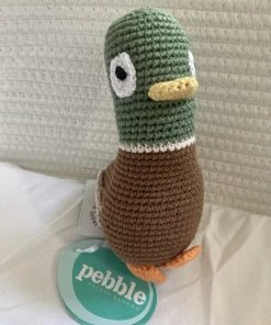 Pebble Child - Gehaakte Knuffel Rammelaar Speelgoed Organic Eend/Duck - Handgemaakt - Duurzaam