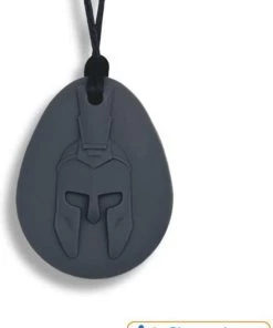 Bijtketting Warrior Kauwketting | Sparta Helm | Romeinse Krijger | Grijs | Chewel ®