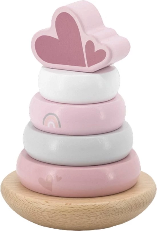 Label Label Wooden Stacking Rings Pink Roze 1 Label Label Wooden Stacking Rings Pink Roze