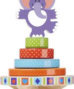 Melissa & Doug First Play Houten Wiebelende Stapelaar Met Olifant (6-delig)