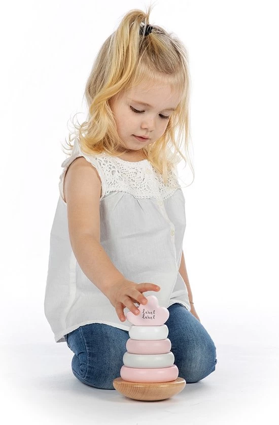 Label Label Wooden Stacking Rings Pink Roze 6 Label Label Wooden Stacking Rings Pink Roze - Afbeelding 6